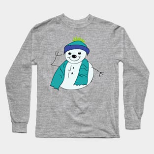 Well dressed Snowman waving Long Sleeve T-Shirt